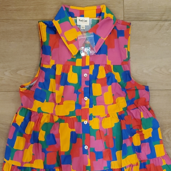 Super Fun Multicolor Sleeveless Tiered Dress - Picture 2 of 6